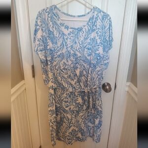 Lilly Pulitzer Inka Dress in Resort White Aqua Lounge, size L